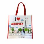 sac médiprix avec illustration représentant une femme à Paris